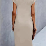 Mylène Robe Midi Femme – Élégante Coupe Flatteuse & Col Rond, Disponible en Plusieurs Couleurs