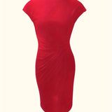 Mylène Robe Midi Femme – Élégante Coupe Flatteuse & Col Rond, Disponible en Plusieurs Couleurs