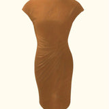 Mylène Robe Midi Femme – Élégante Coupe Flatteuse & Col Rond, Disponible en Plusieurs Couleurs