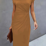 Mylène Robe Midi Femme – Élégante Coupe Flatteuse & Col Rond, Disponible en Plusieurs Couleurs