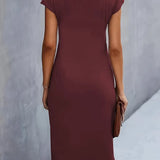 Mylène Robe Midi Femme – Élégante Coupe Flatteuse & Col Rond, Disponible en Plusieurs Couleurs