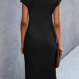 Mylène Robe Midi Femme – Élégante Coupe Flatteuse & Col Rond, Disponible en Plusieurs Couleurs