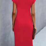 Mylène Robe Midi Femme – Élégante Coupe Flatteuse & Col Rond, Disponible en Plusieurs Couleurs