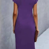 Mylène Robe Midi Femme – Élégante Coupe Flatteuse & Col Rond, Disponible en Plusieurs Couleurs