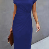 Mylène Robe Midi Femme – Élégante Coupe Flatteuse & Col Rond, Disponible en Plusieurs Couleurs