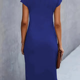 Mylène Robe Midi Femme – Élégante Coupe Flatteuse & Col Rond, Disponible en Plusieurs Couleurs