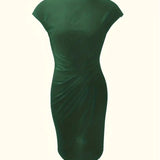 Mylène Robe Midi Femme – Élégante Coupe Flatteuse & Col Rond, Disponible en Plusieurs Couleurs