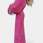 Delphine - Ensemble veste à carreaux rose & jupe longue