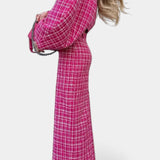 Delphine - Ensemble veste à carreaux rose & jupe longue