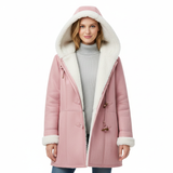 Emie Manteau Femme Doublé Imitation Fourrure – Capuche & Fermeture à Brandebourgs