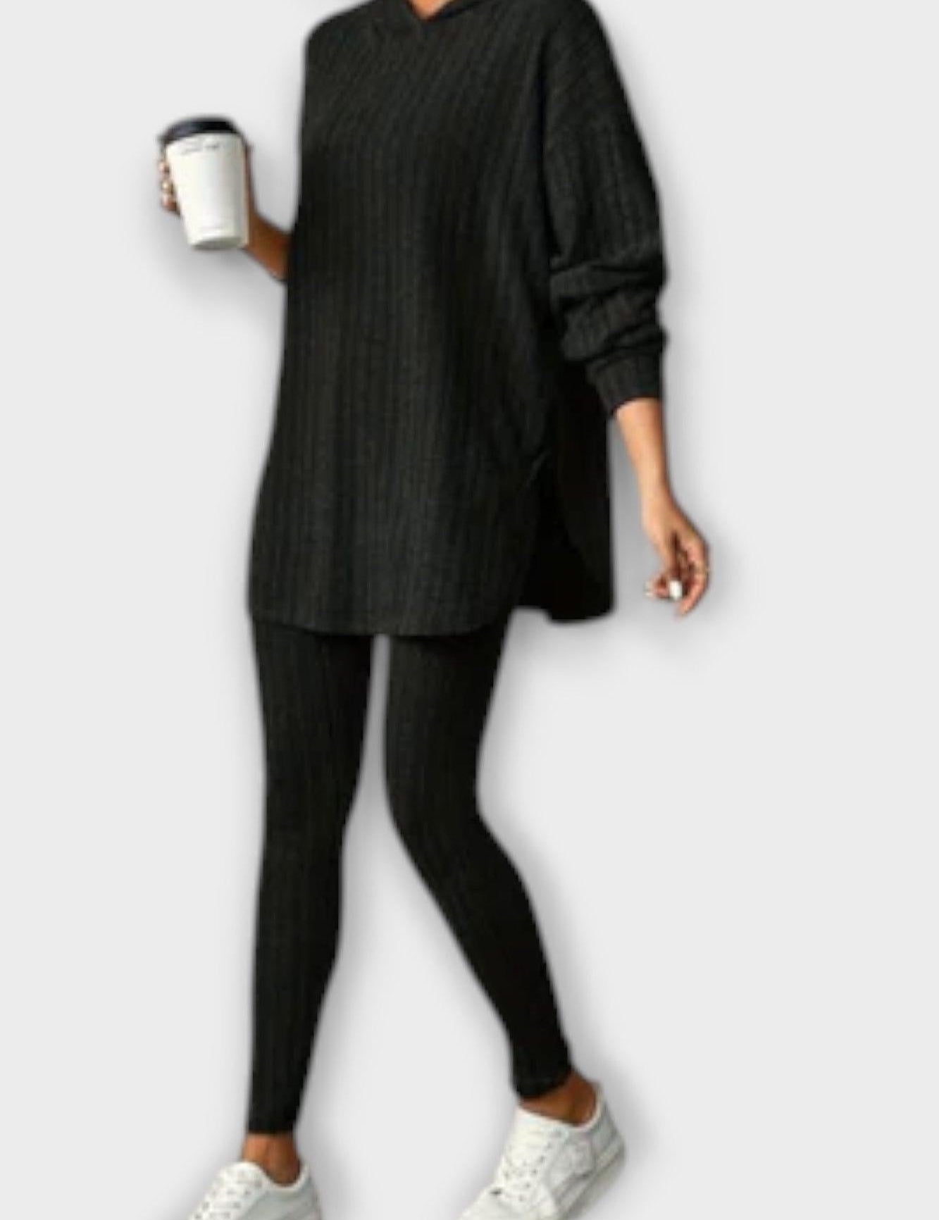 Flavienne - Ensemble haut long côtelé & legging