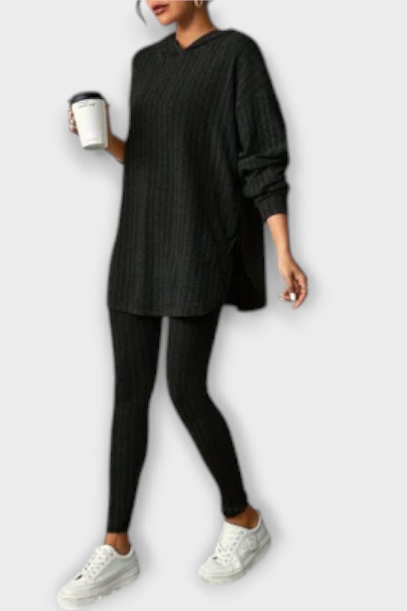 Flavienne - Ensemble haut long côtelé & legging