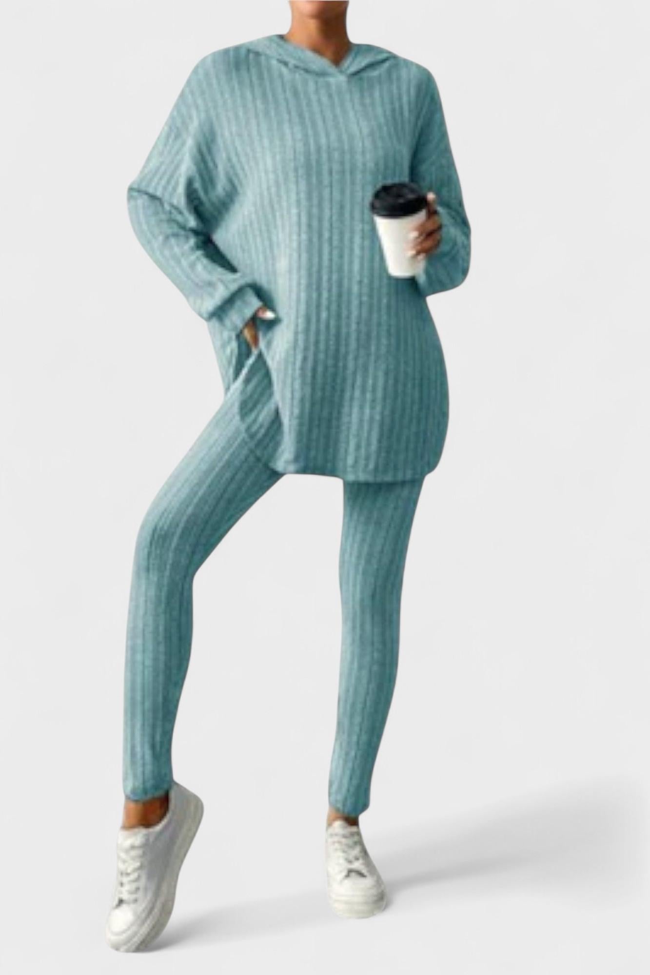 Flavienne - Ensemble haut long côtelé & legging