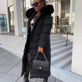 Eleva Manteau Long Femme – Veste Hiver Chaude Déperlante avec Capuche & Coupe Élégante