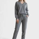 Clémence - Ensemble pull en maille col V & pantalon