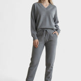 Clémence - Ensemble pull en maille col V & pantalon
