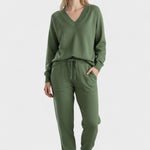 Clémence - Ensemble pull en maille col V & pantalon