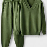 Clémence - Ensemble pull en maille col V & pantalon