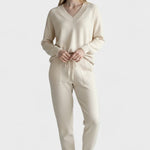 Clémence - Ensemble pull en maille col V & pantalon