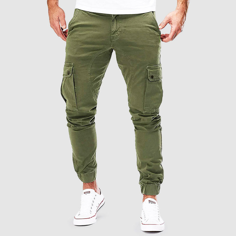 Ken Pantalon Cargo pour Homme – Coupe slim légère en mélange de coton avec multiples poches