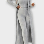 Solange - Ensemble combinaison côtelée & long cardigan