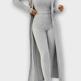 Solange - Ensemble combinaison côtelée & long cardigan