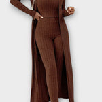 Solange - Ensemble combinaison côtelée & long cardigan