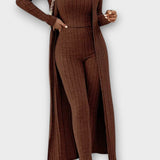 Solange - Ensemble combinaison côtelée & long cardigan