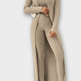 Solange - Ensemble combinaison côtelée & long cardigan