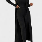 Solange - Ensemble combinaison côtelée & long cardigan