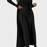 Solange - Ensemble combinaison côtelée & long cardigan