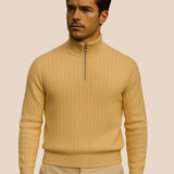 Ashford Pull Homme Demi-Zip – Maille Côtelée, Coupe Ajustée & Style Moderne