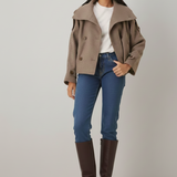 Claud Veste Courte d’Hiver Femme – Manteau Élégant à Col Haut avec Double Boutonnage