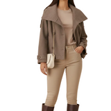 Claud Veste Courte d’Hiver Femme – Manteau Élégant à Col Haut avec Double Boutonnage