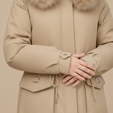 Belise Manteau d’Hiver Femme – Doudoune Élégante Matelassée avec Col Amovible et Taille Ajustable
