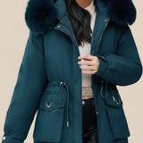 Belise Manteau d’Hiver Femme – Doudoune Élégante Matelassée avec Col Amovible et Taille Ajustable