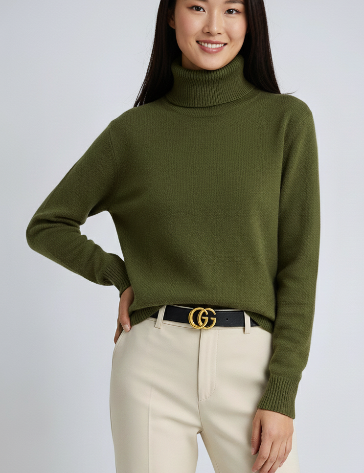 Claudine Pull Col Roulé Femme – Pull Tricoté Luxe à Col Haut avec Maille Douce et Coupe Intemporelle