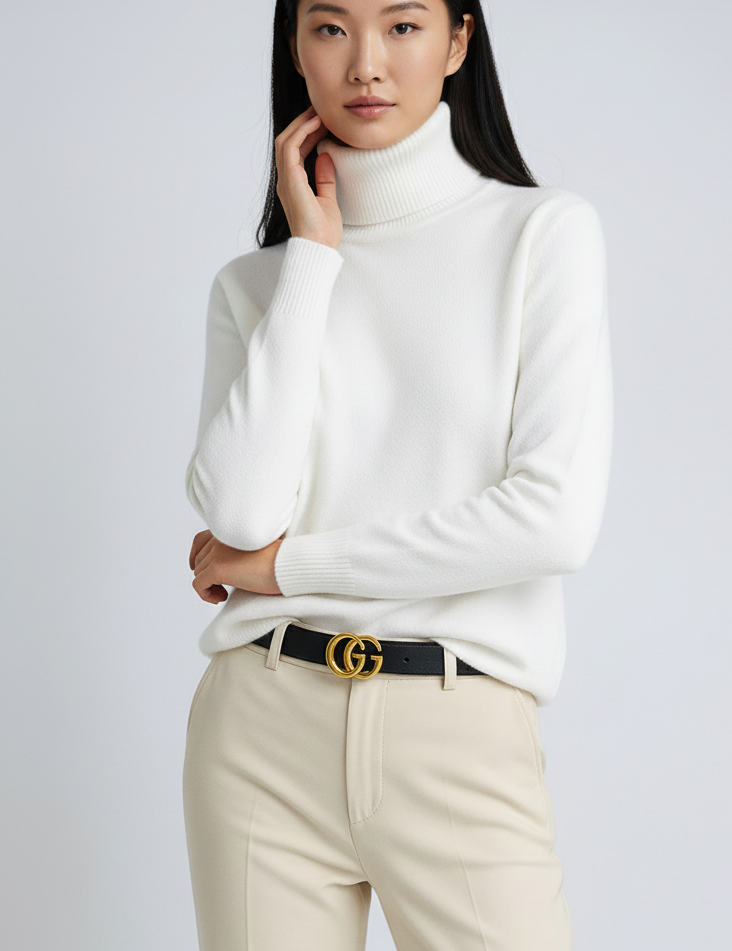 Claudine Pull Col Roulé Femme – Pull Tricoté Luxe à Col Haut avec Maille Douce et Coupe Intemporelle