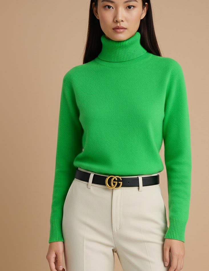 Claudine Pull Col Roulé Femme – Pull Tricoté Luxe à Col Haut avec Maille Douce et Coupe Intemporelle