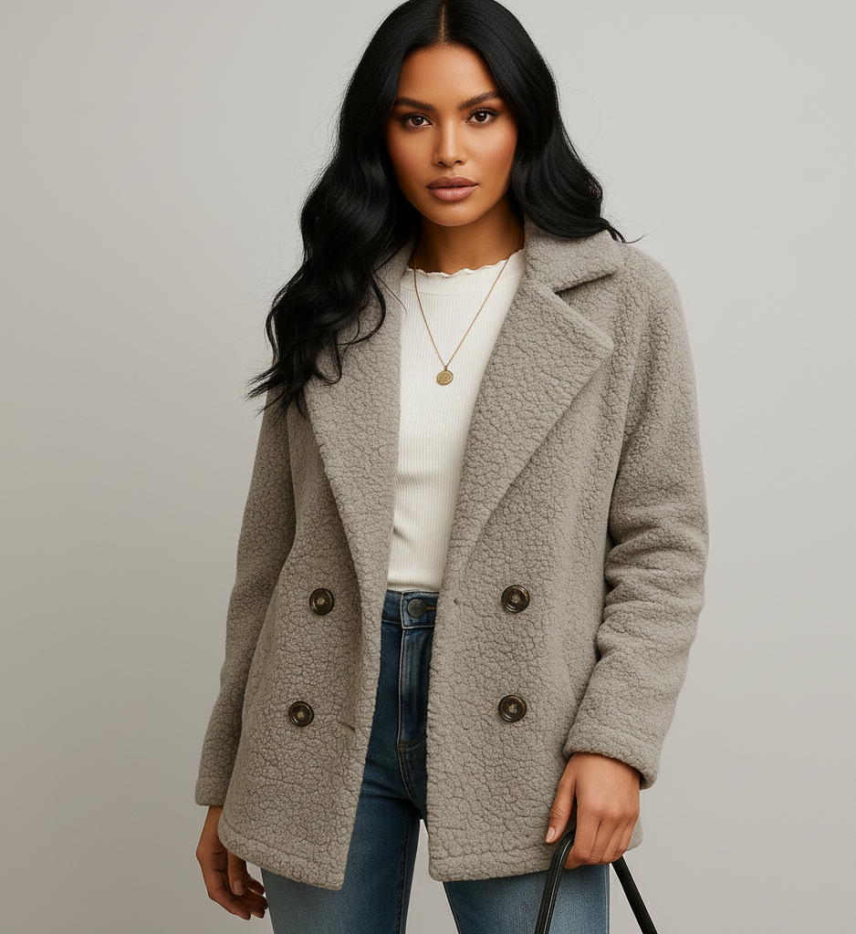 Noora Veste Courte Femme – Manteau Ajusté Élégant avec Fermeture à Boutons Classiques