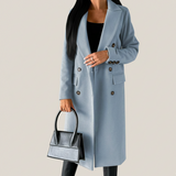 Ludy Manteau Long en Laine Femme – Manteau Élégant Double Boutonnage Coupe Droite