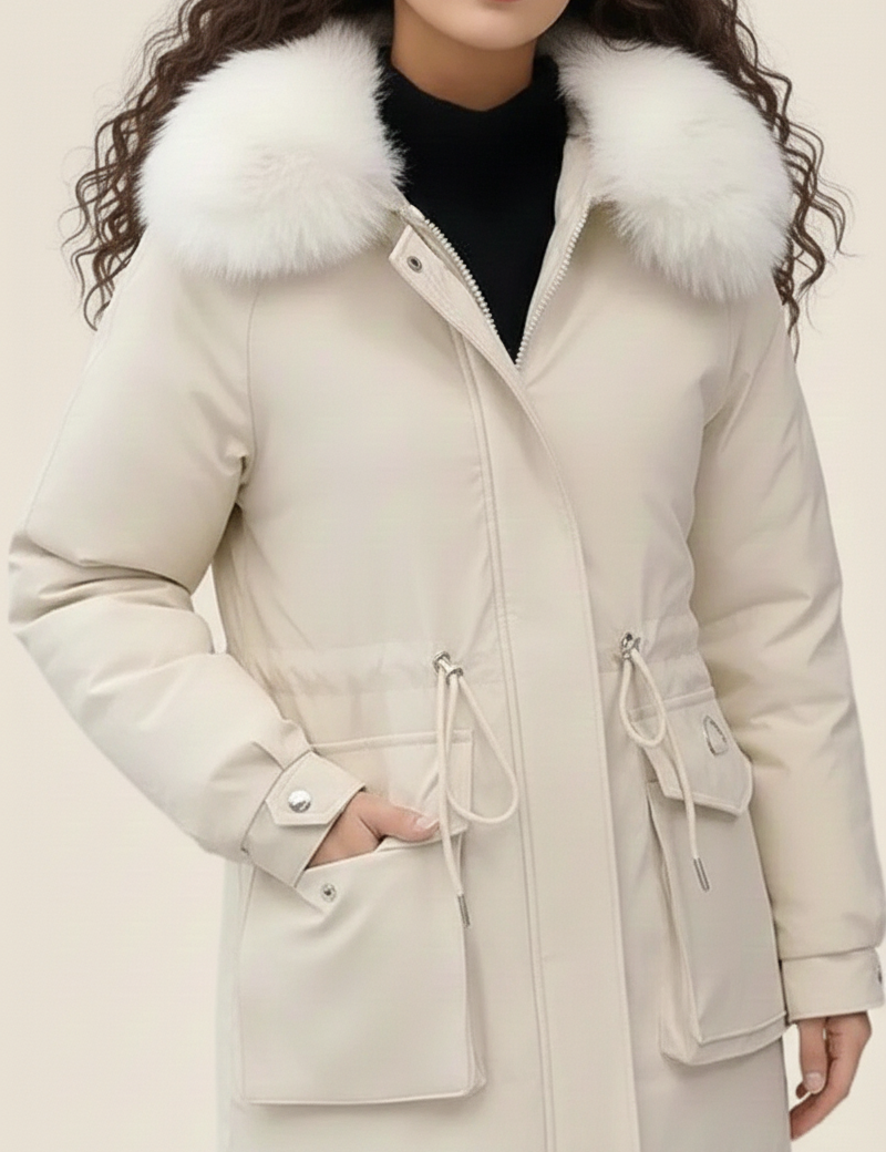 Belise Manteau d’Hiver Femme – Doudoune Élégante Matelassée avec Col Amovible et Taille Ajustable