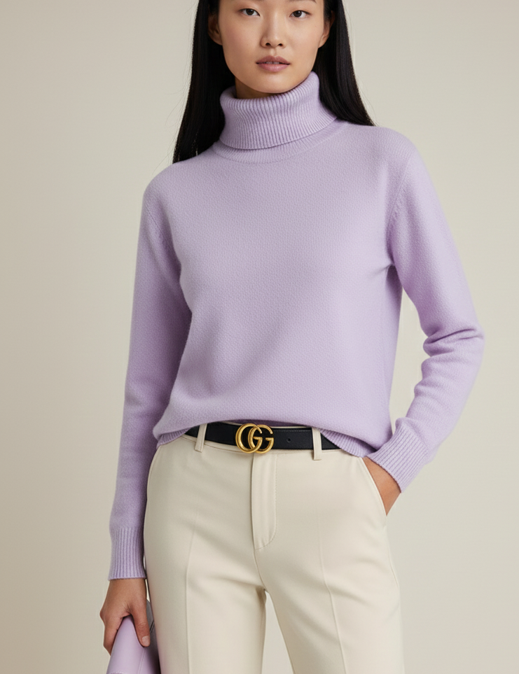 Claudine Pull Col Roulé Femme – Pull Tricoté Luxe à Col Haut avec Maille Douce et Coupe Intemporelle