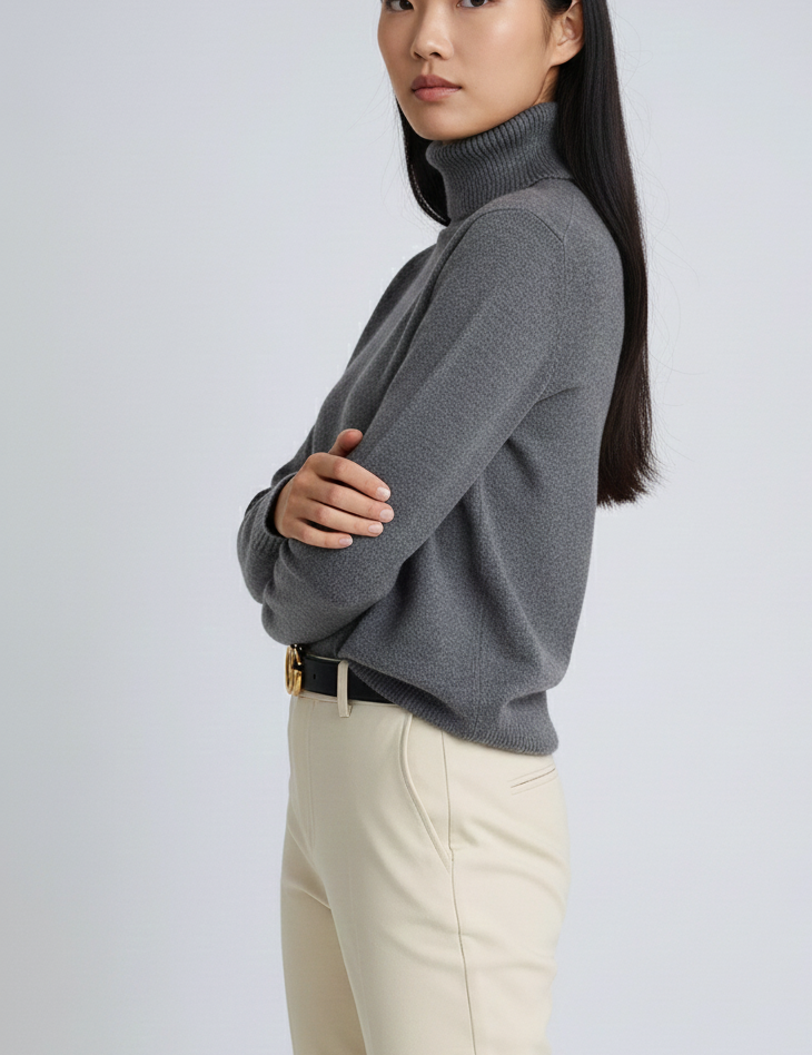 Claudine Pull Col Roulé Femme – Pull Tricoté Luxe à Col Haut avec Maille Douce et Coupe Intemporelle