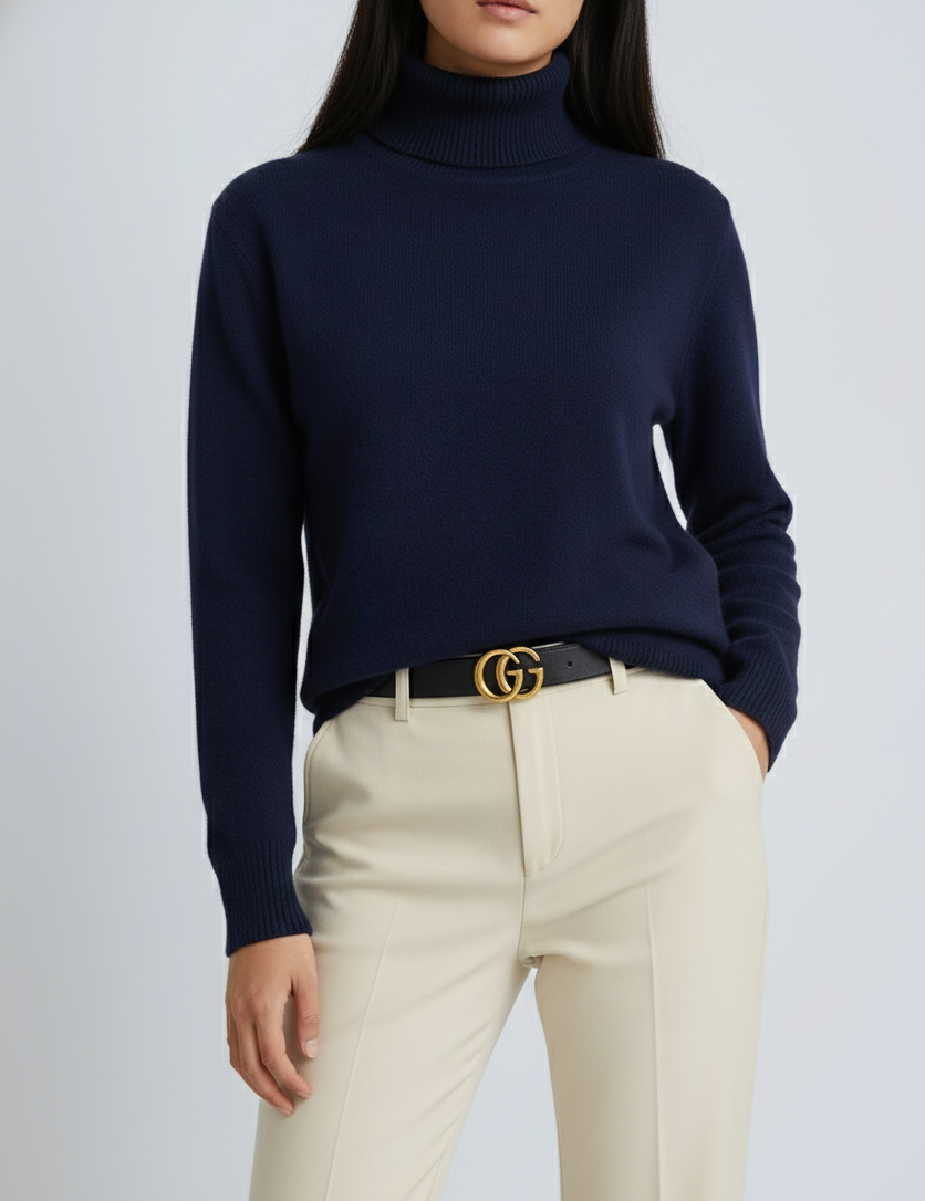 Claudine Pull Col Roulé Femme – Pull Tricoté Luxe à Col Haut avec Maille Douce et Coupe Intemporelle