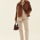 Claud Veste Courte d’Hiver Femme – Manteau Élégant à Col Haut avec Double Boutonnage