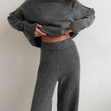 Amy Ensemble Loungewear Femme en Maille – Tenue Douce avec Col Roulé & Pantalon Ample