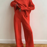 Amy Ensemble Loungewear Femme en Maille – Tenue Douce avec Col Roulé & Pantalon Ample