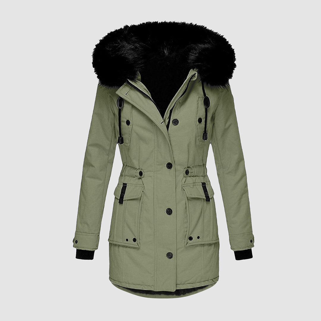 Nori Parka Femme Élégante – Manteau d’Hiver avec Capuche et Col en Fausse Fourrure
