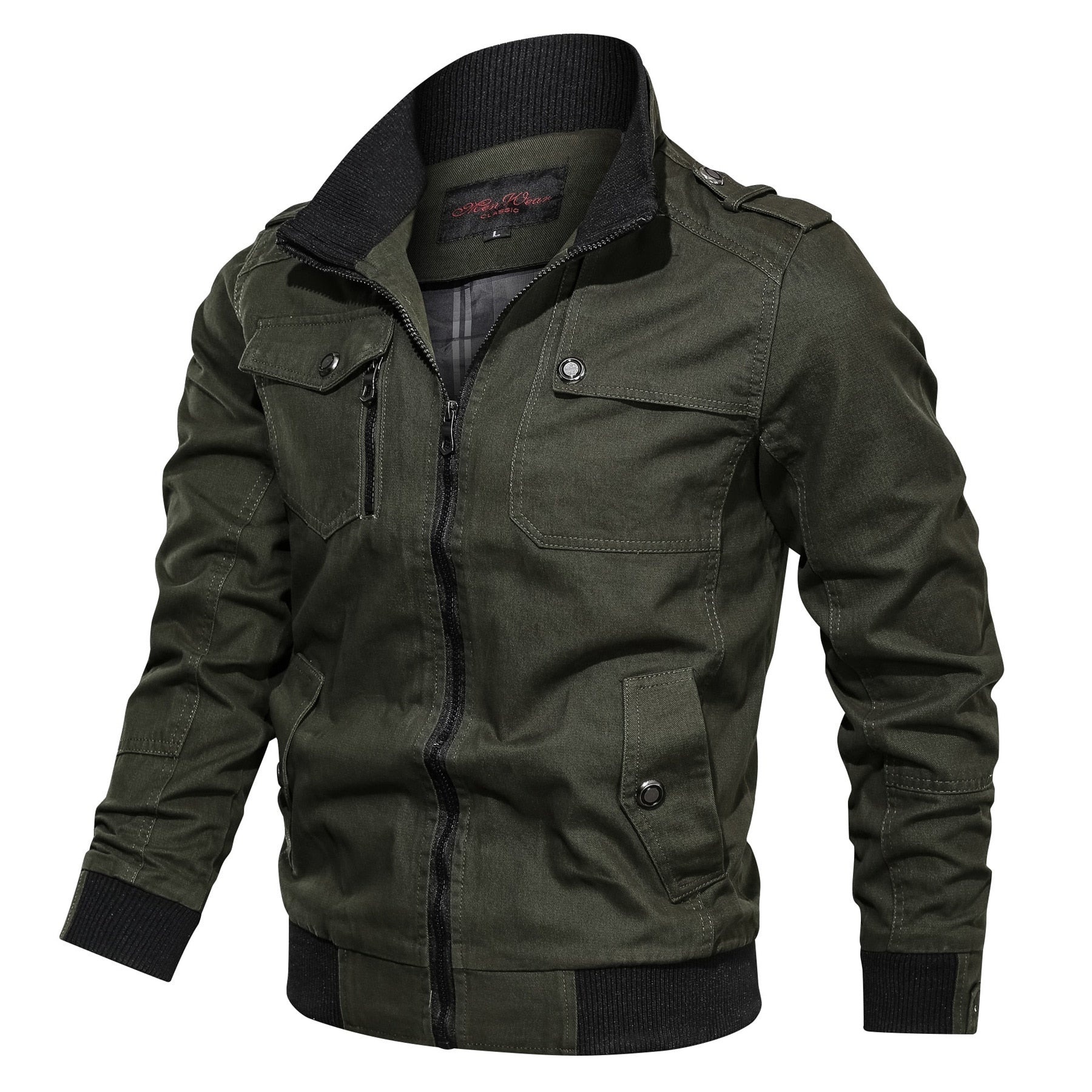 Mark Veste d’Hiver Homme – Veste Militaire Slim Fit avec Col Montant et Poches Boutonnées